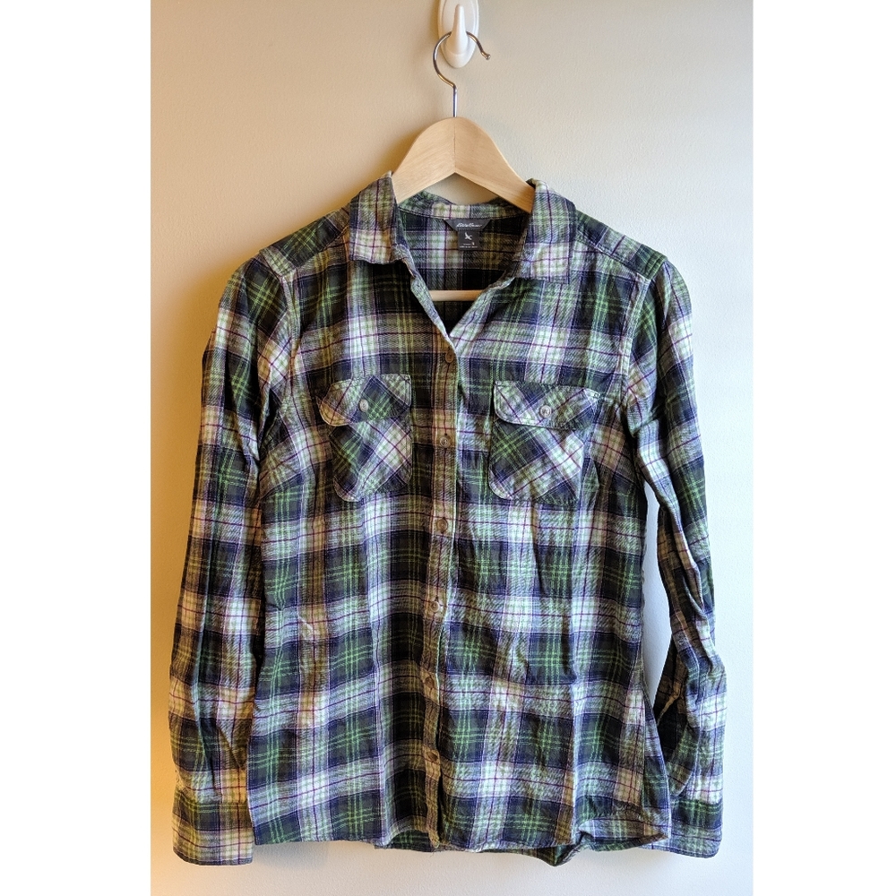 Eddie Bauer Women's Plaid Top - Green